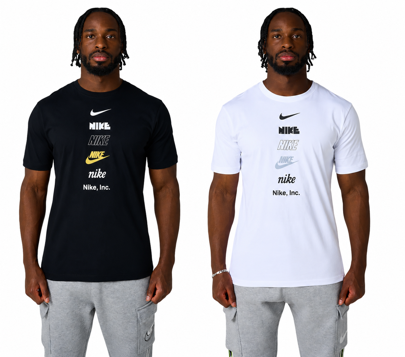 Nike Stack Logo Tee Mens Black and White Short Sleeve Crew Neck T-Shirt UK S-2XL
