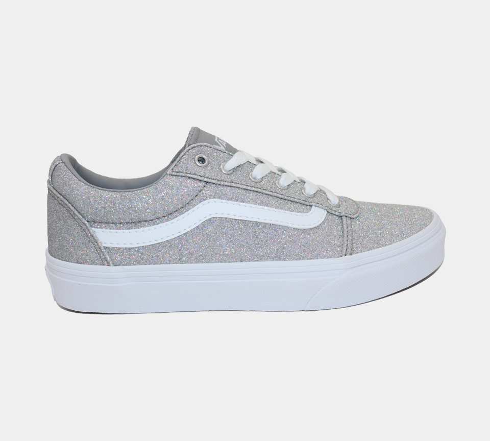 Vans Ward Party Glitter Kids Girls Shoes Silver/White UK 10-13/1-5