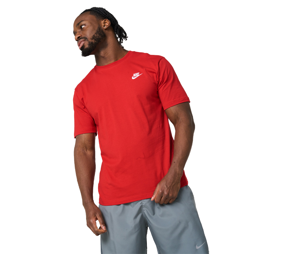 Nike Swoosh Futura T-Shirt Mens Red Short Sleeve Crew Neck Sportswear Tee UK S-2XL