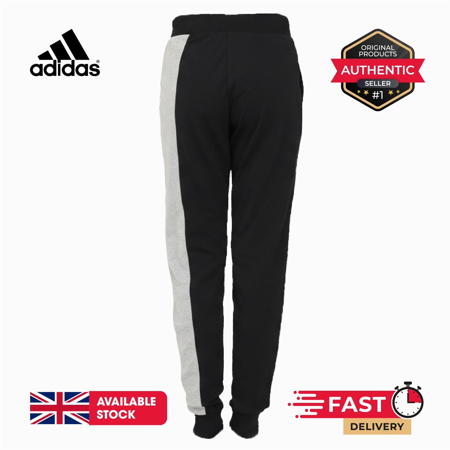 Adidas Essentials Colorblock Womens Joggers Black/Grey Heather/White UK S-XL
