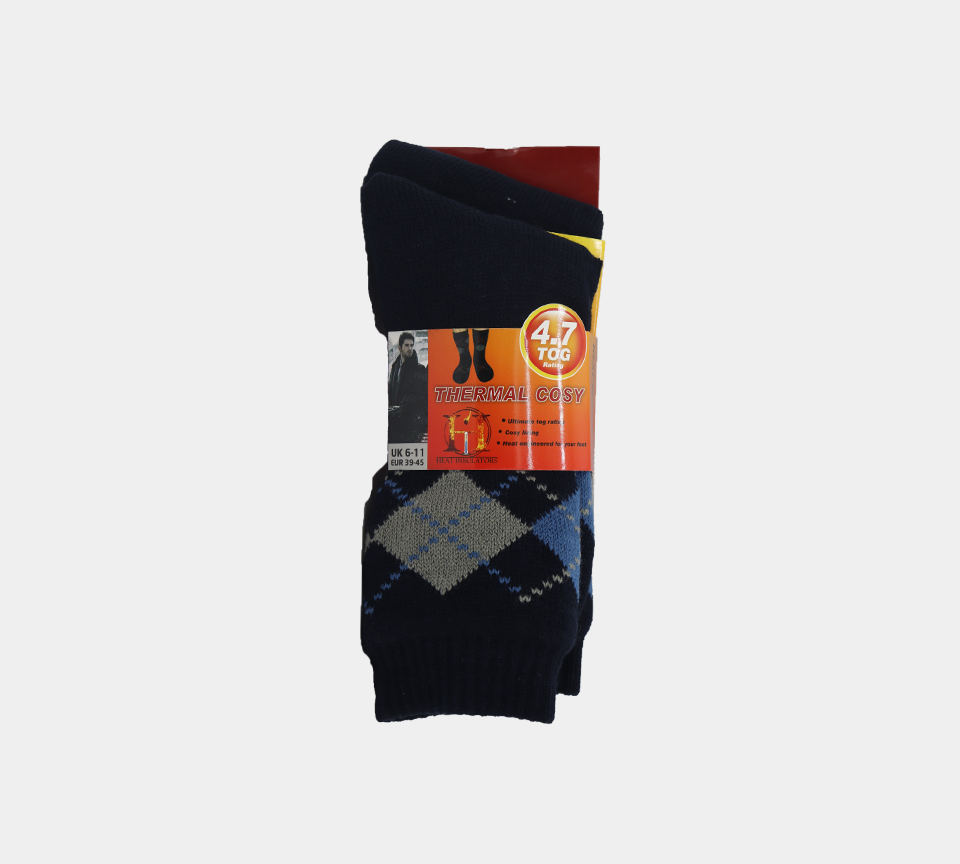 Mens 4.7 TOG Thermal Fleece Sherpa Lining Socks Multi Colour Options UK 6-11