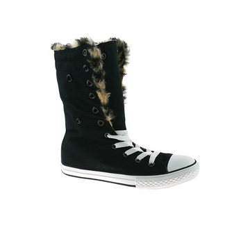 CONVERSE CT KNEE-HI BLACK FUR TRIM JUNIORS UK 1-12