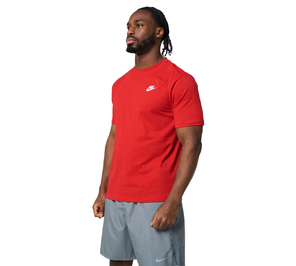 Nike Swoosh Futura T-Shirt Mens Red Short Sleeve Crew Neck Sportswear Tee UK S-2XL