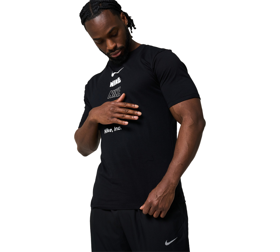 Nike Stack Logo Tee Mens Black and White Short Sleeve Crew Neck T-Shirt UK S-2XL