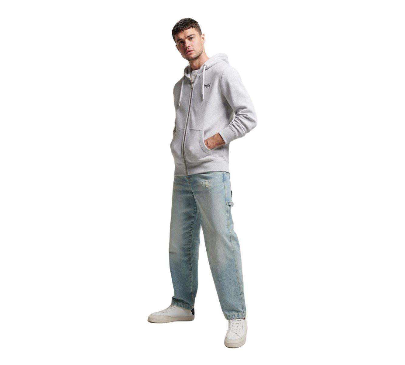 Superdry Mens Vintage Embroidered Logo Zip Hoodie Grey UK S-2XL