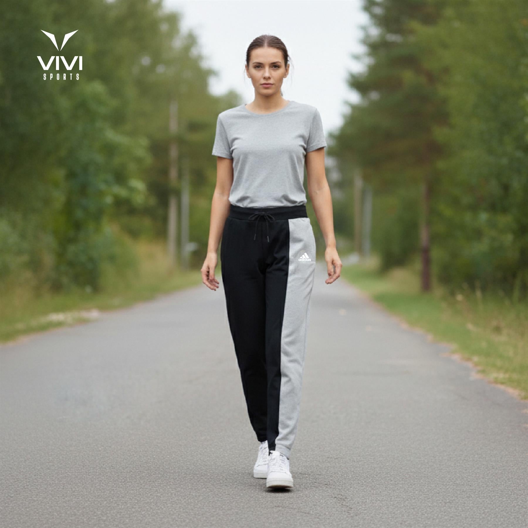 Adidas Essentials Colorblock Womens Joggers Black/Grey Heather/White UK S-XL