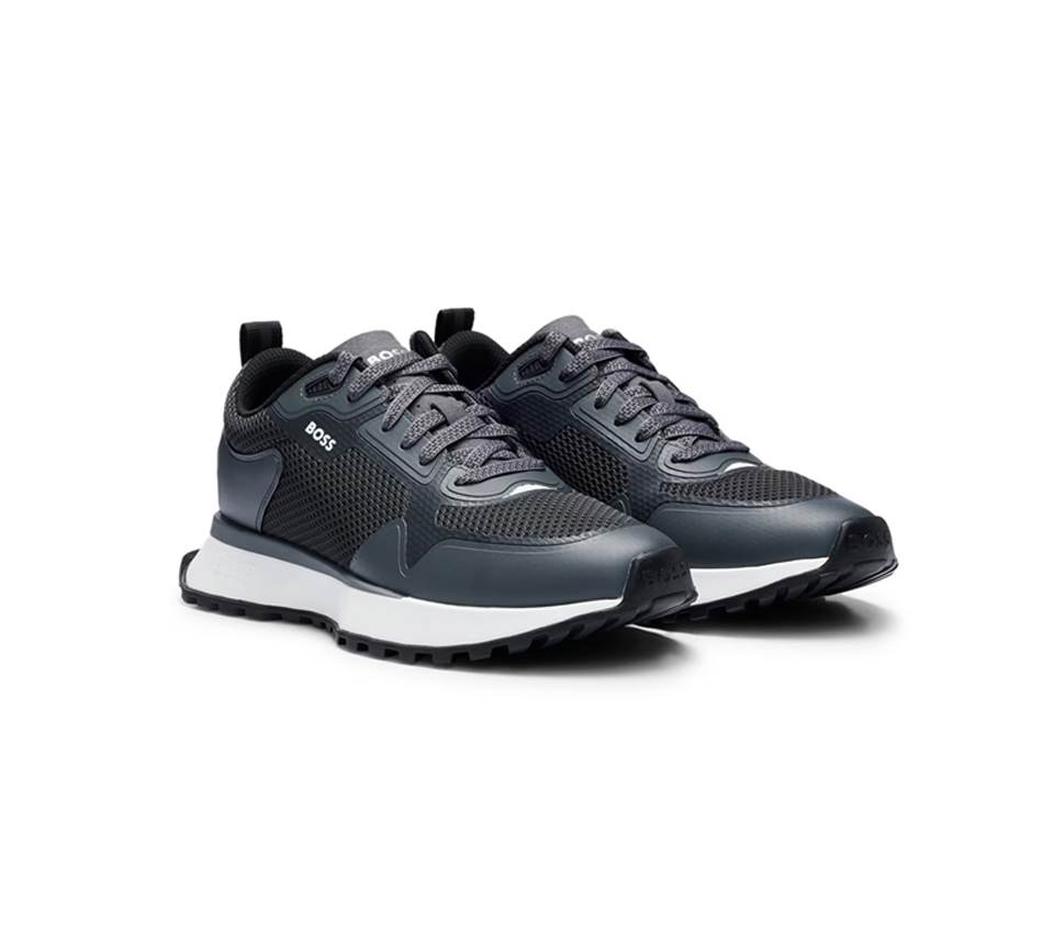 Hugo Boss Jonah Runn Meth Mens Trainers Grey Black Casual Sneakers UK 7-12