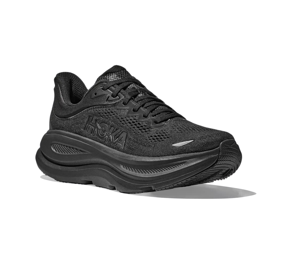 Hoka Bondi 9 Trainers Mens Cushioned Running Shoes Black White UK 7-12