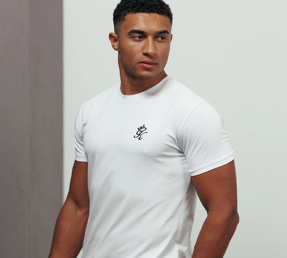 Gym King Fundamental T-Shirt Mens Casual Gym Jersey Tee Black and White UK XS-2XL