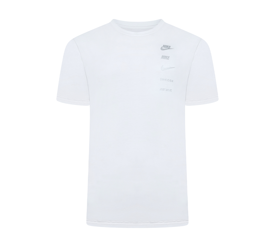 Nike Multi Logo Tee Mens White Grey Blue Short Sleeve Crew Neck T-Shirt UK S-2XL