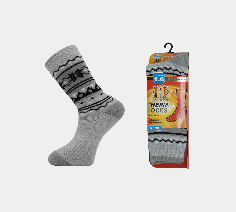 Mens Thermal 1 Pair New Merino Socks Grey Brown Blue Black