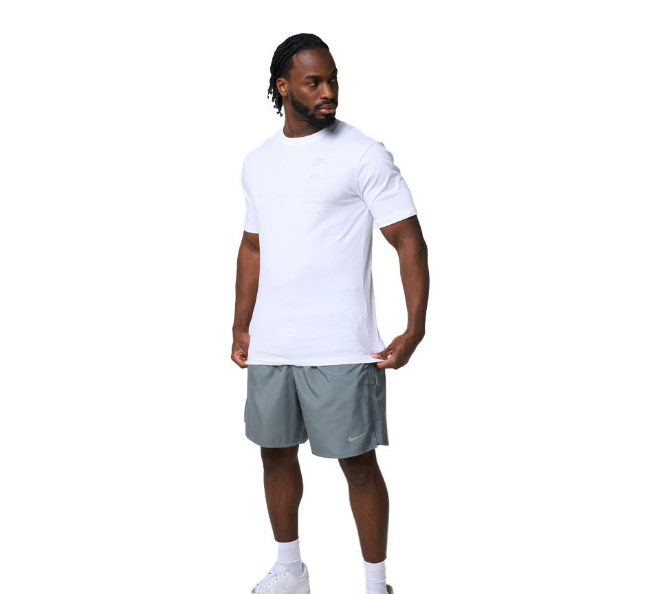 Nike Multi Logo Tee Mens White Grey Blue Short Sleeve Crew Neck T-Shirt UK S-2XL