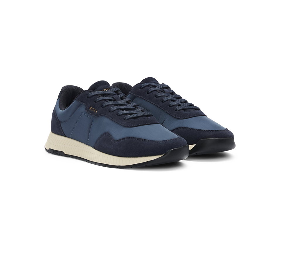 Hugo Boss Titanium Mens Trainers Black Dark Blue Casual Sneakers