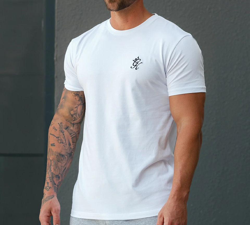 Gym King Fundamental T-Shirt Mens Casual Gym Jersey Tee Black and White UK XS-2XL