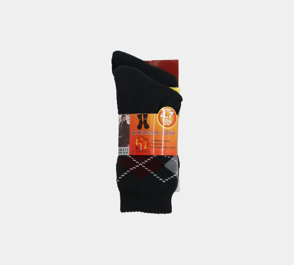 Mens 4.7 TOG Thermal Fleece Sherpa Lining Socks Multi Colour Options UK 6-11
