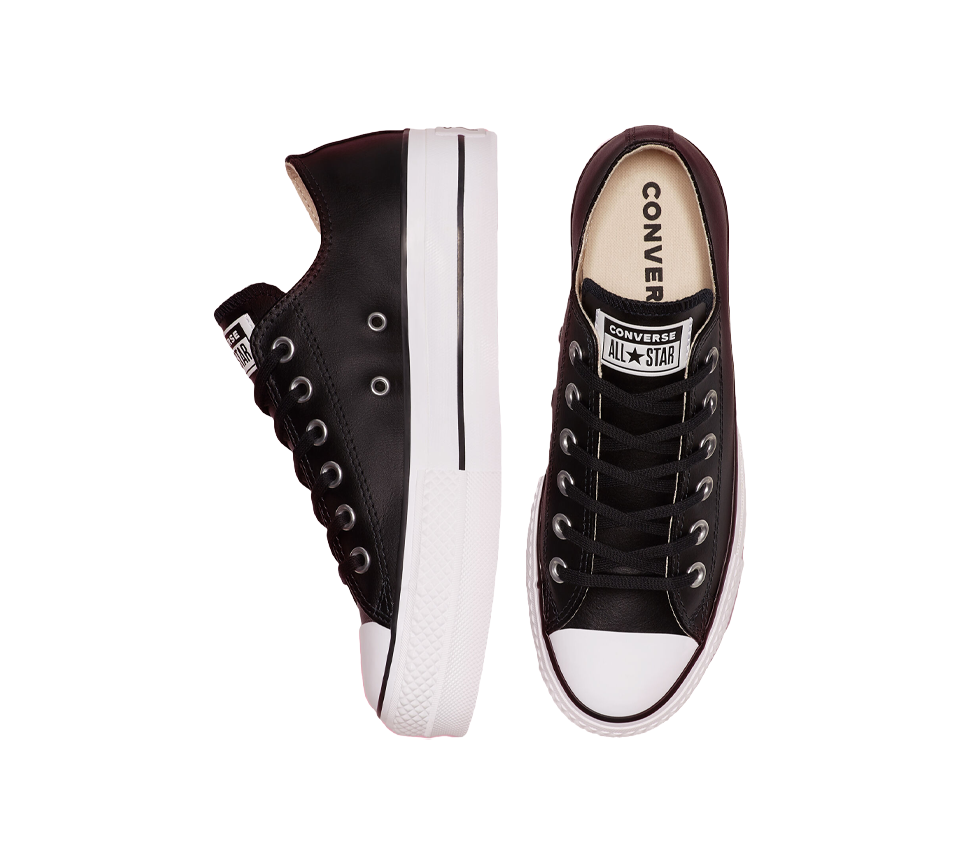 Converse Chuck Taylor All Star Platform Women's Shoes Clean Leather Black UK 3-8