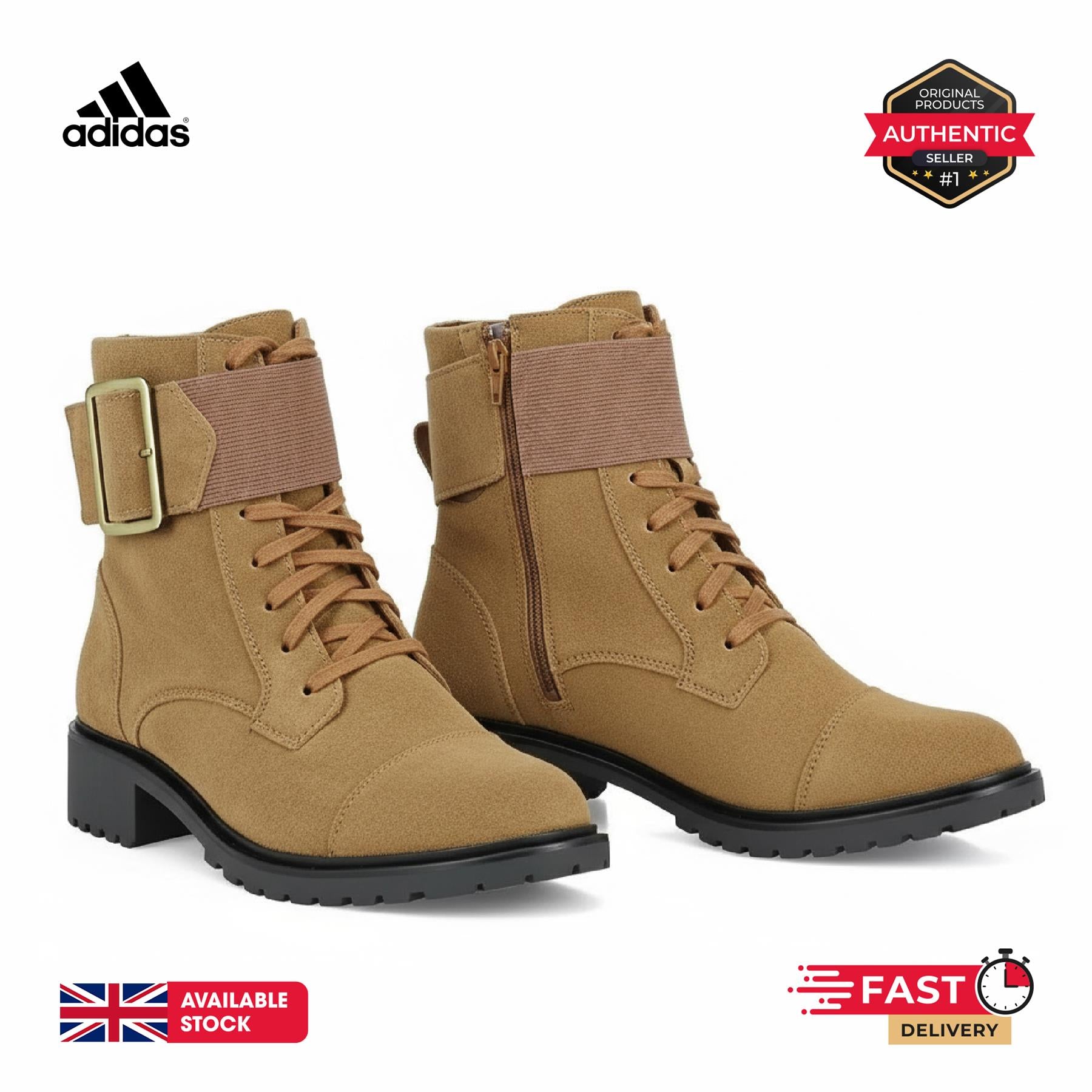 Rockport Ryleigh Lace Zip Up Boots Womens Mocha/Black & Taupe Nubuck/Olive UK 2.5-8.5