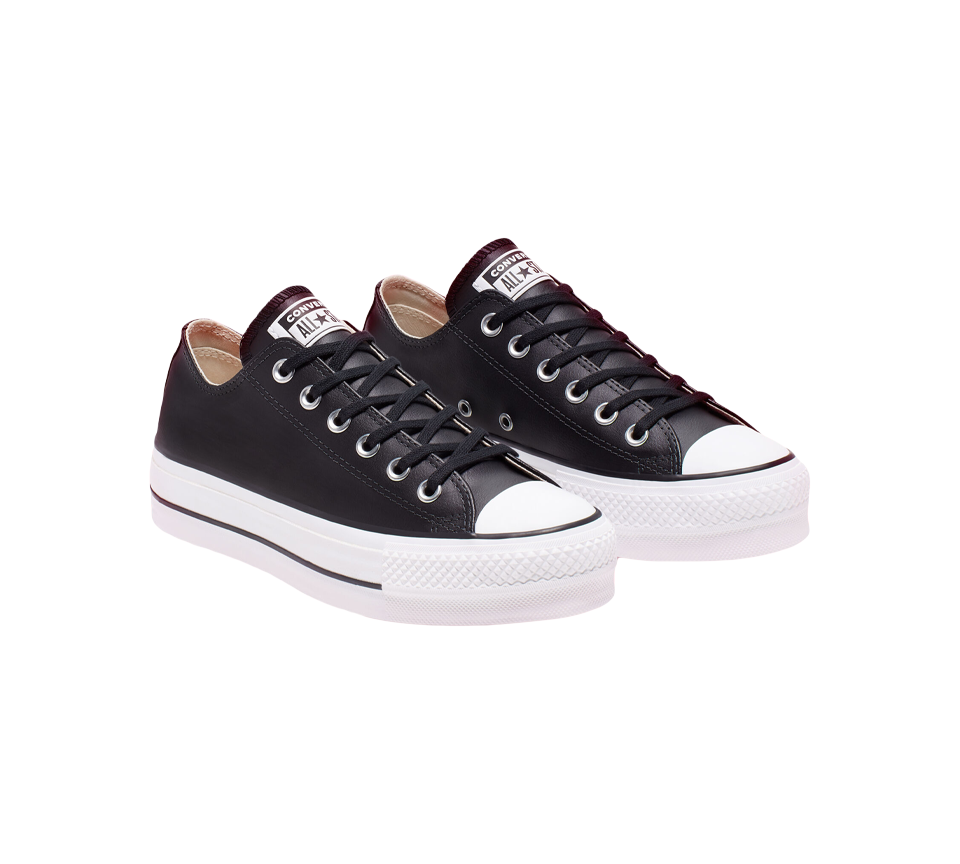 Converse Chuck Taylor All Star Platform Women's Shoes Clean Leather Black UK 3-8