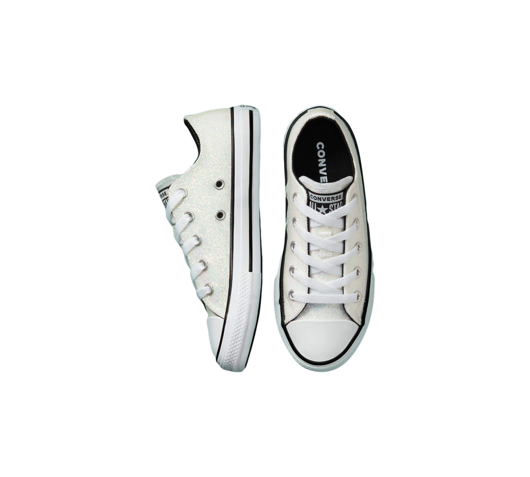 Converse Winter Glitter Chuck Taylor Junior All Star Shoes Silver/White UK 10-5.5