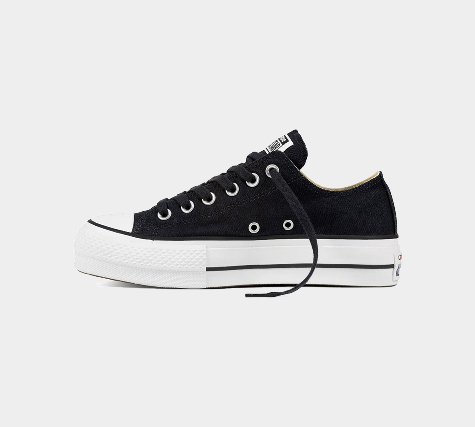 Converse Chuck Taylor All Star Lift Low Canvas Shoes Black UK 3-8