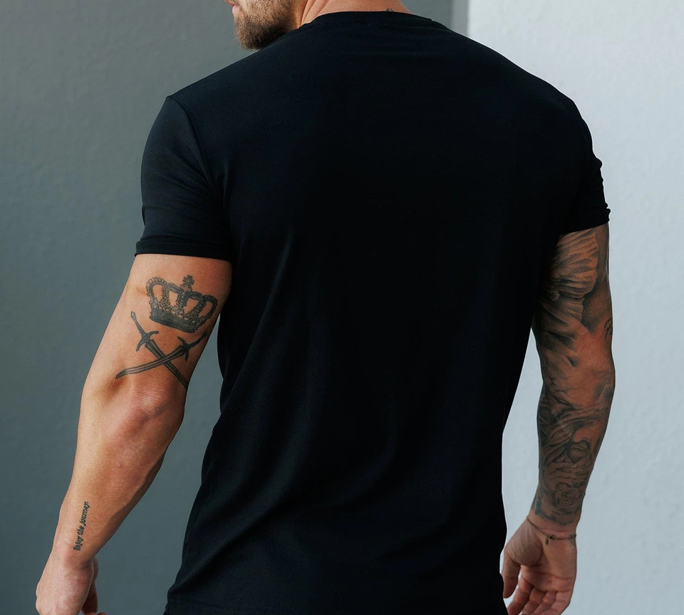 Gym King Fundamental T-Shirt Mens Casual Gym Jersey Tee Black and White UK XS-2XL