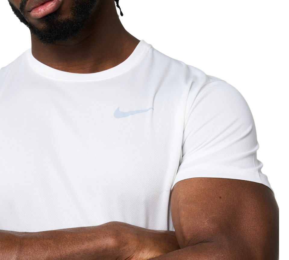 Nike Miler Running T-Shirt Mens White Dri-FIT Short Sleeve Training Tee UK S-2XL