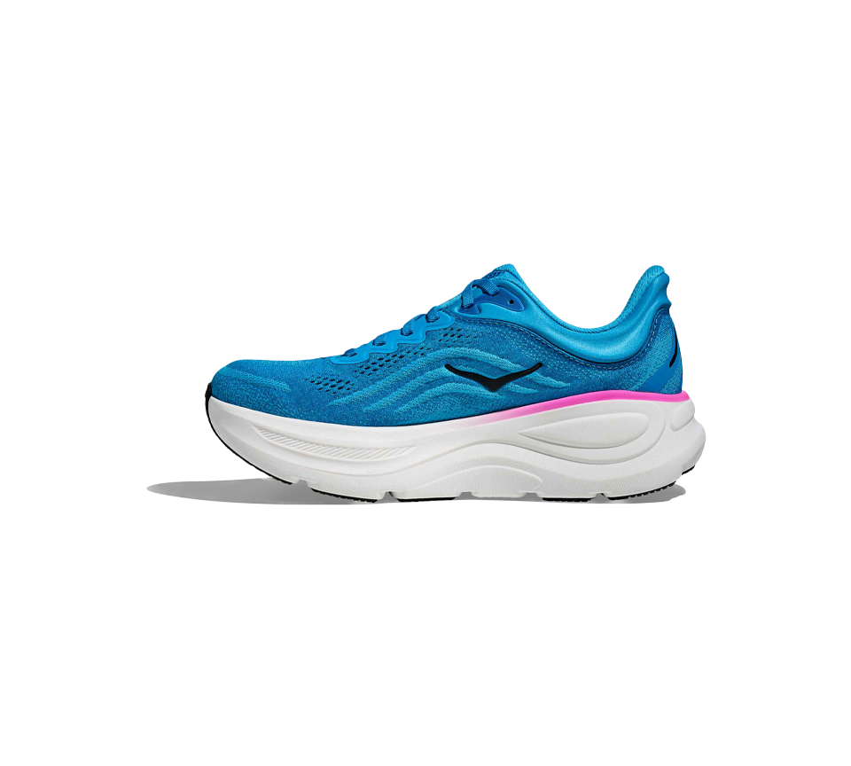 Hoka Womens Bondi 9 Skyward Blue/Neon fuchsia & Truffle Salt/Sea Glass Trainers Shoes UK 4-8