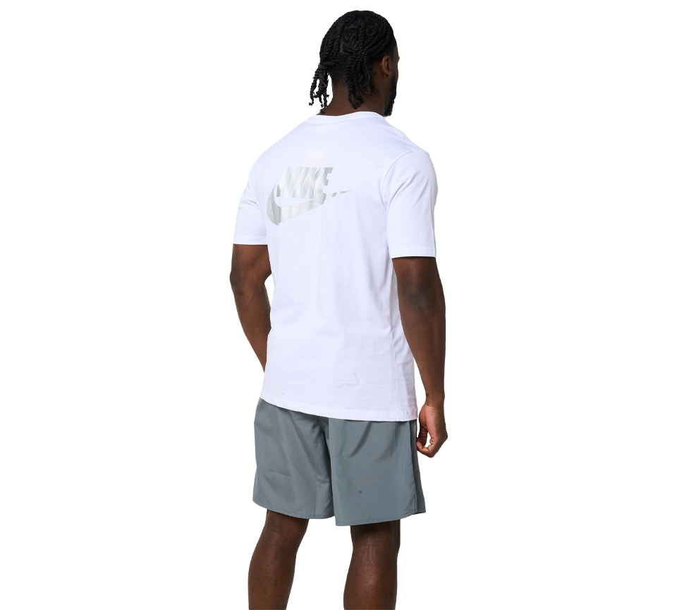 Nike Multi Logo Tee Mens White Grey Blue Short Sleeve Crew Neck T-Shirt UK S-2XL