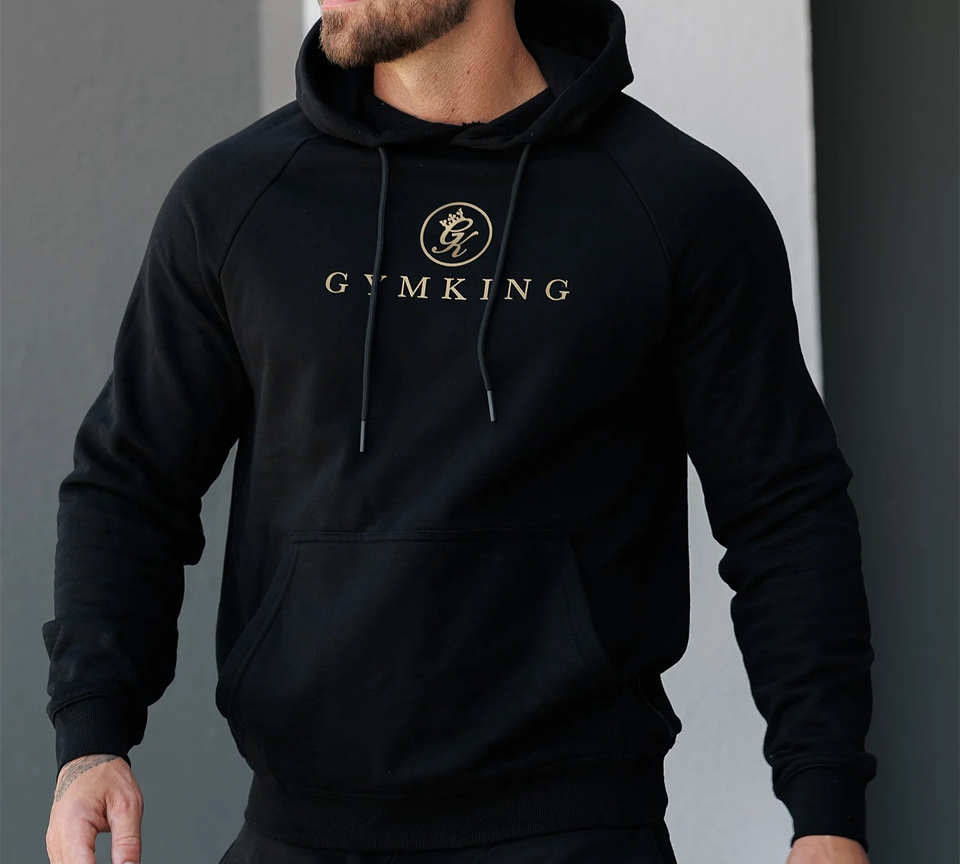 Gym King Pro Hoodie Black Gold UK S-M