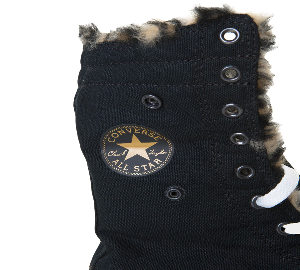 CONVERSE CT KNEE-HI BLACK FUR TRIM JUNIORS UK 1-12