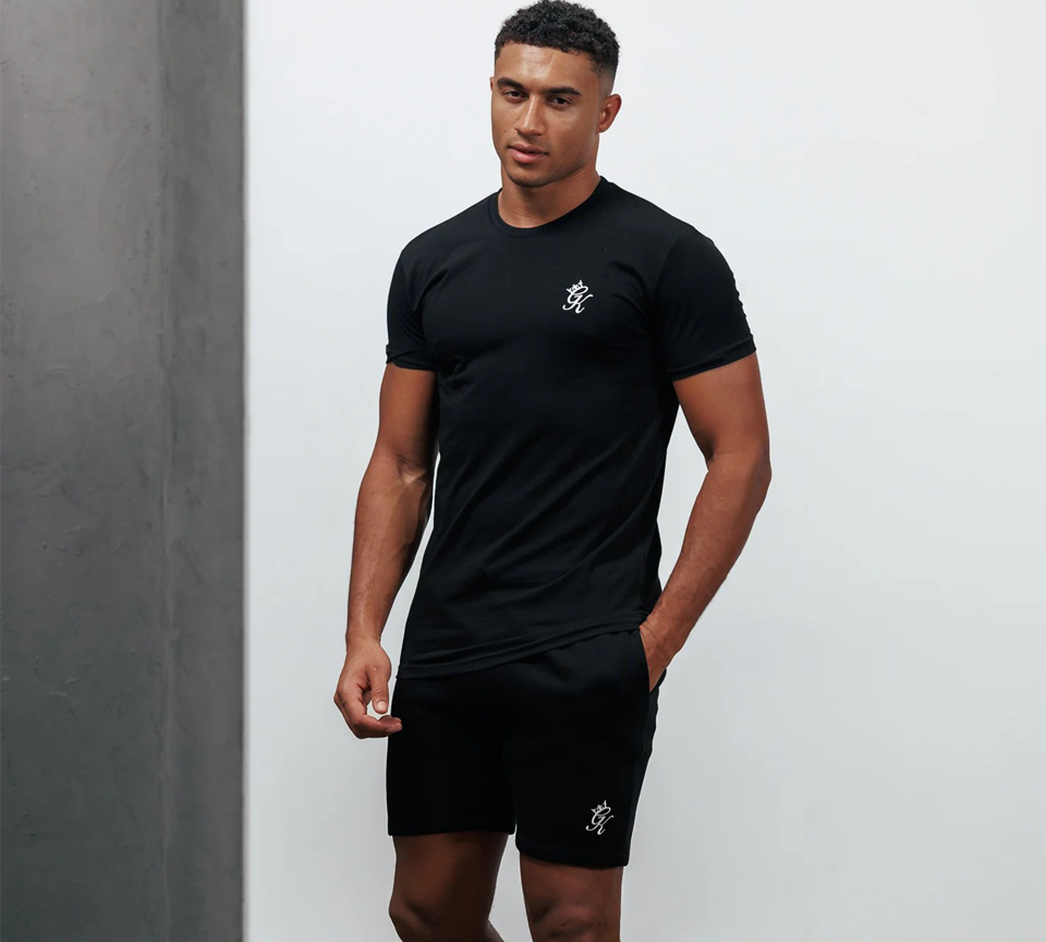 Gym King Fundamental T-Shirt Mens Casual Gym Jersey Tee Black and White UK XS-2XL