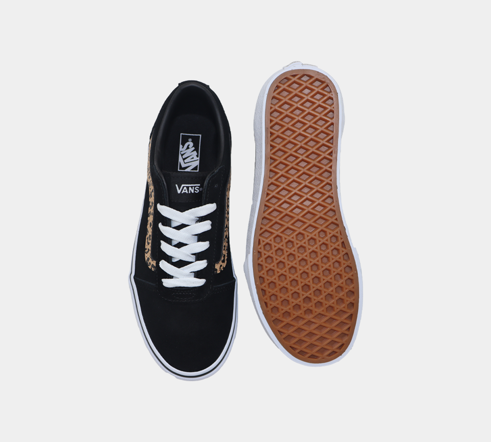 Vans Ward Suede Kids Girls Shoes Black/Cheetah UK 10-13/1-5