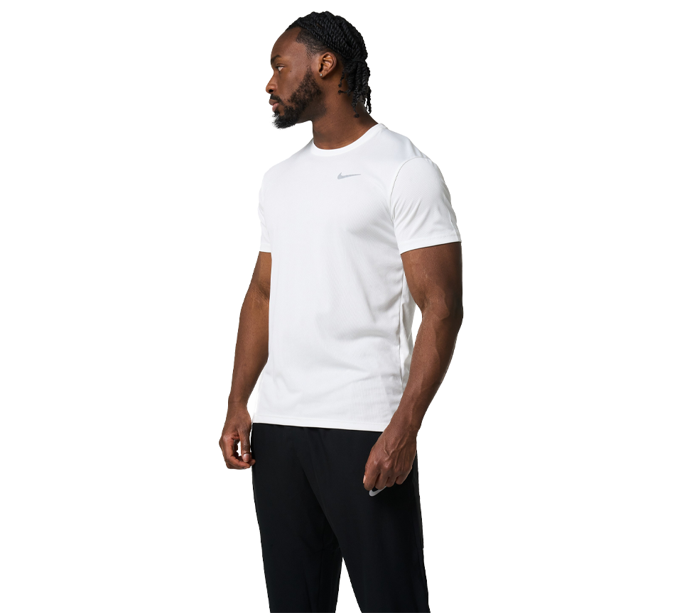 Nike Miler Running T-Shirt Mens White Dri-FIT Short Sleeve Training Tee UK S-2XL
