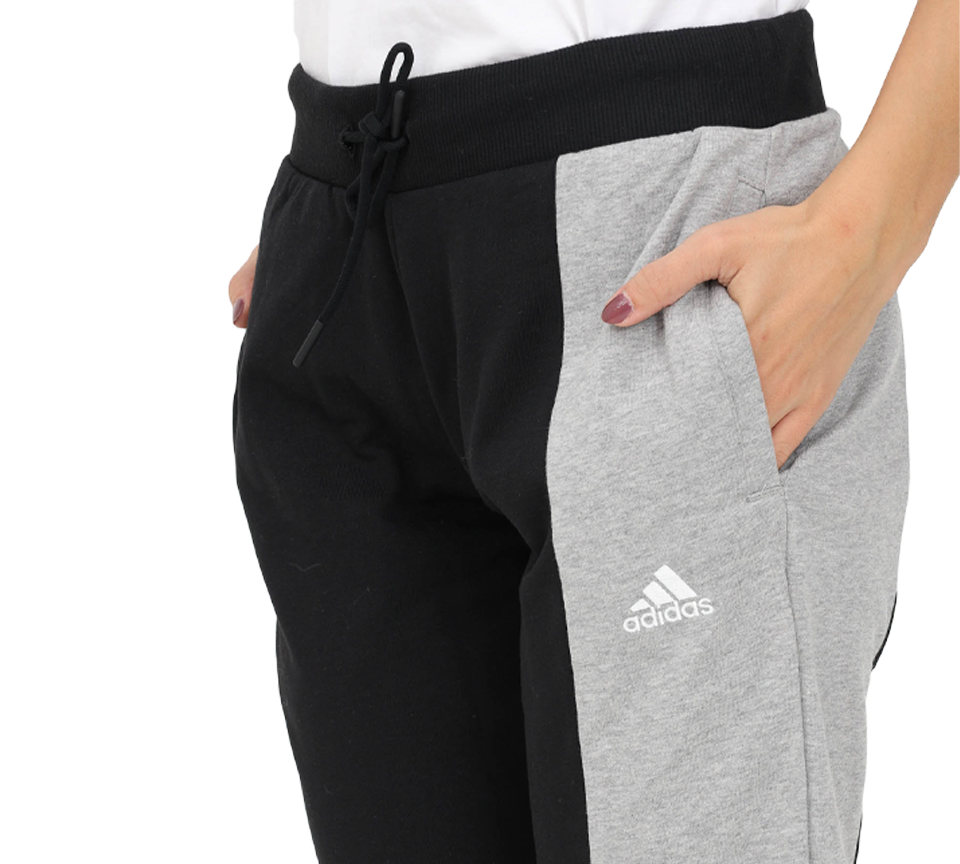 Adidas Essentials Colorblock Womens Joggers Black/Grey Heather/White UK S-XL