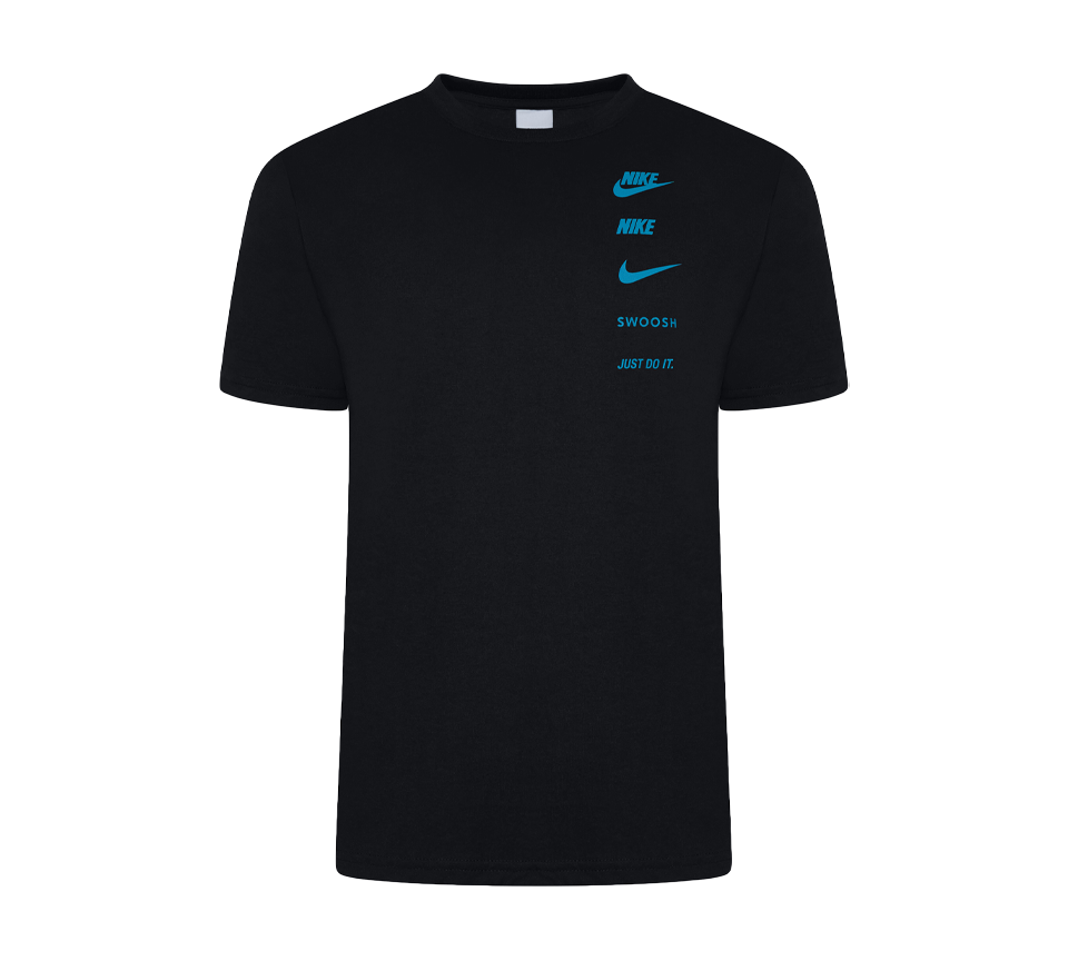 Nike Multi Logo Tee Mens White Grey Blue Short Sleeve Crew Neck T-Shirt UK S-2XL