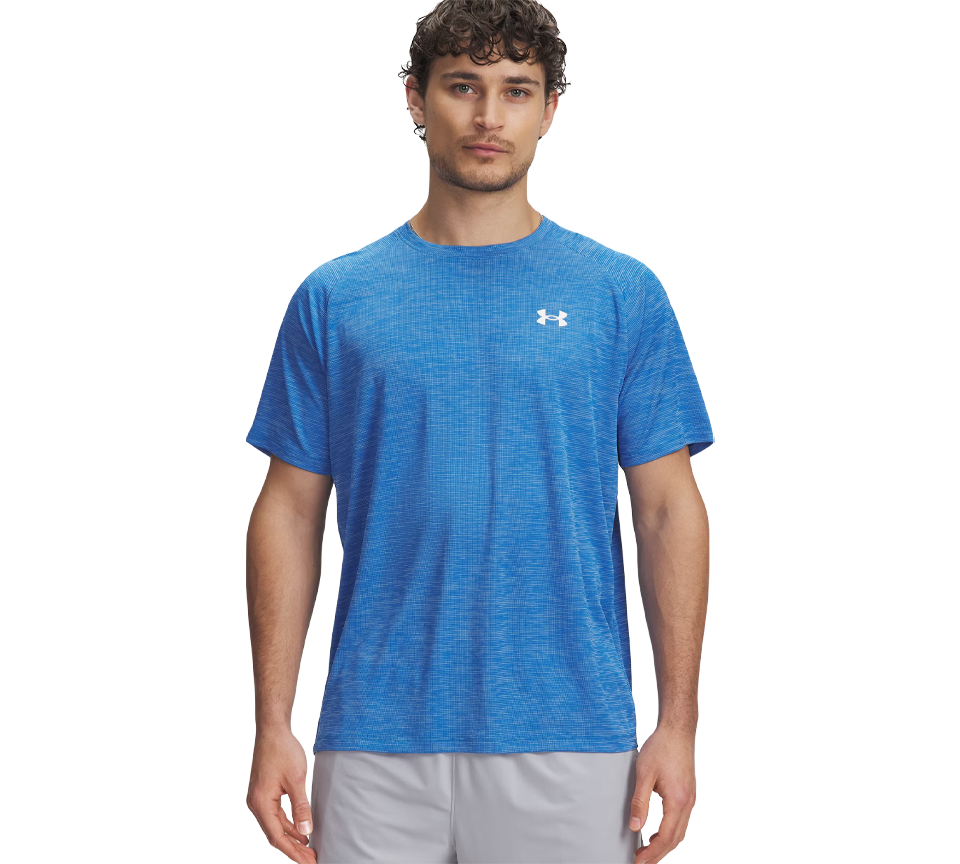 Under Armour Mens Tech Textured Tee Blue White UK S-2XL