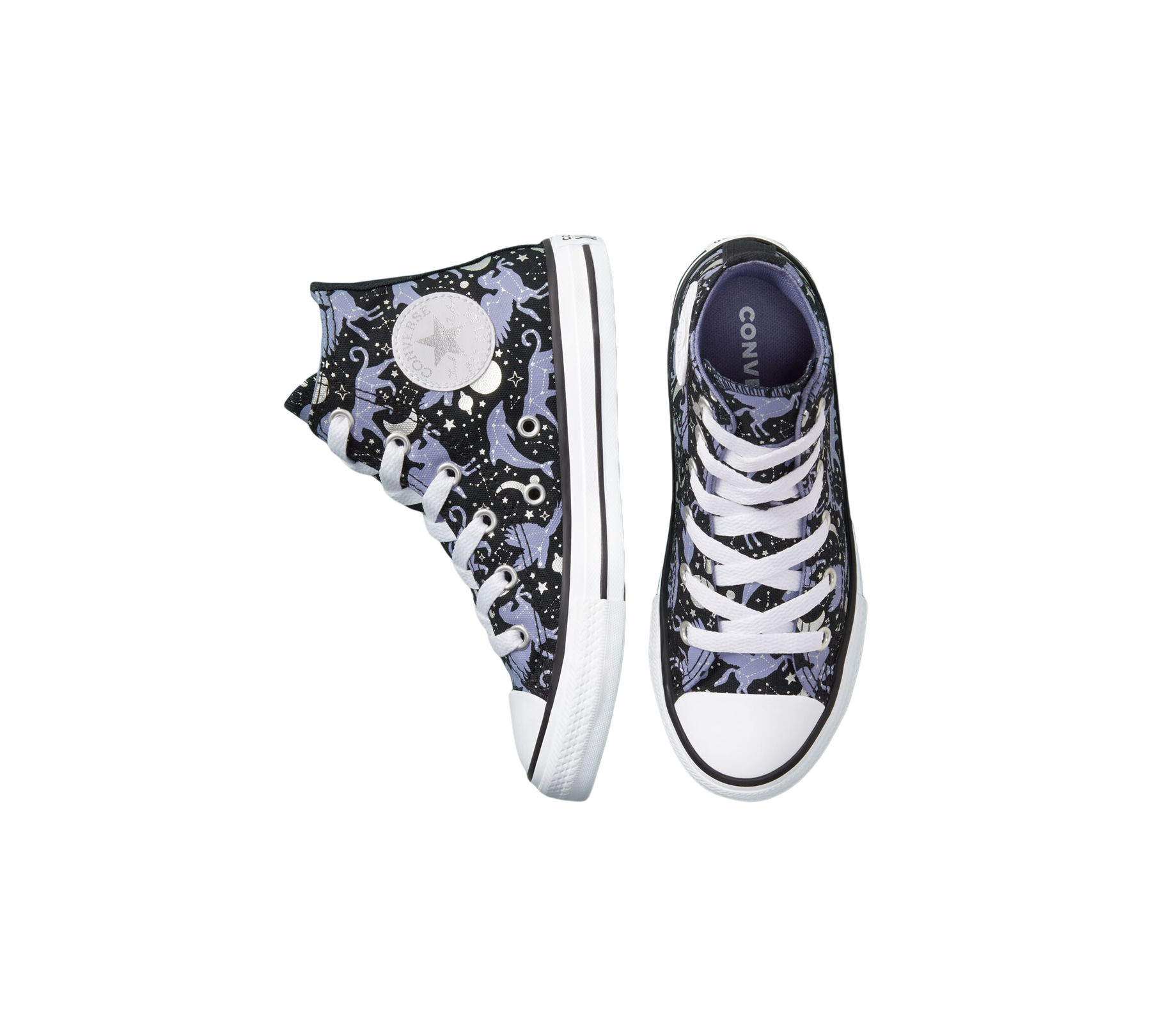 Converse Constellations Chuck Taylor Junior All Star Shoes Black/Slate/Lilac UK 10-13/1-5.5