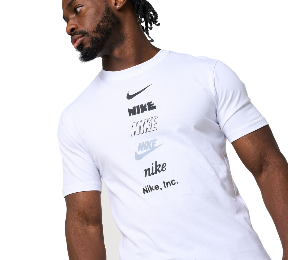 Nike Stack Logo Tee Mens Black and White Short Sleeve Crew Neck T-Shirt UK S-2XL