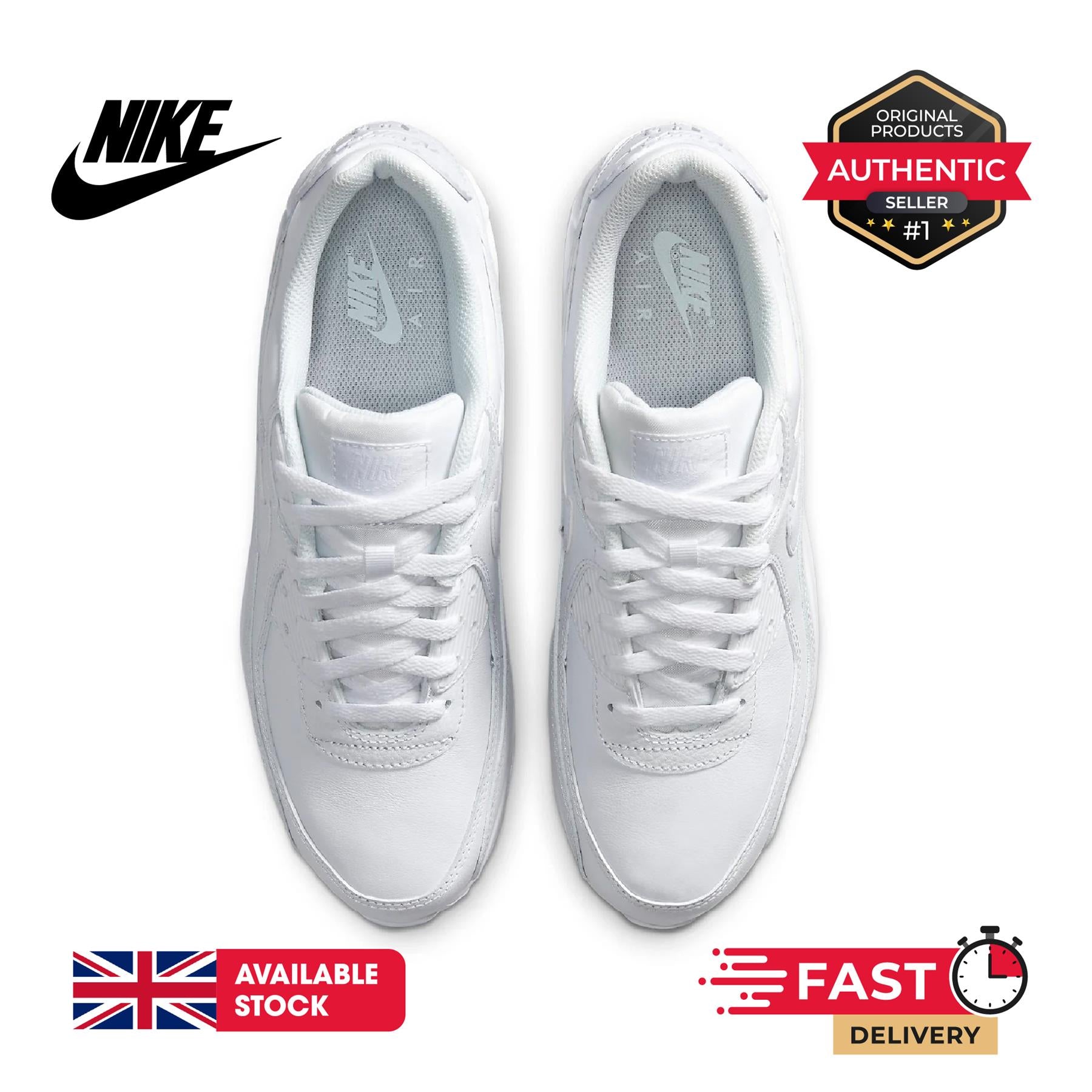 Nike Air Max 90 LTR Trainers White Leather Shoes UK 6-12