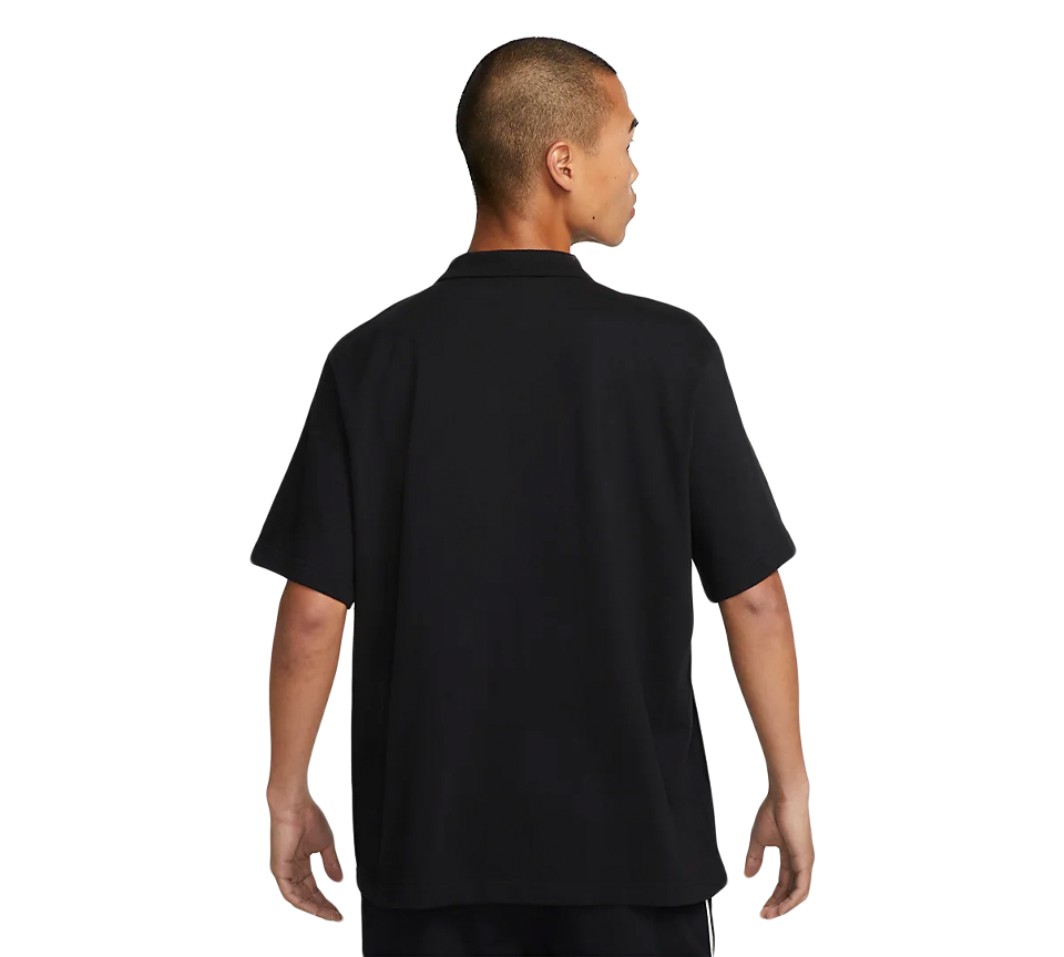 Nike Club Mens Black Polo T-Shirt Futura Logo Relaxed Fit Cotton UK S-2XL