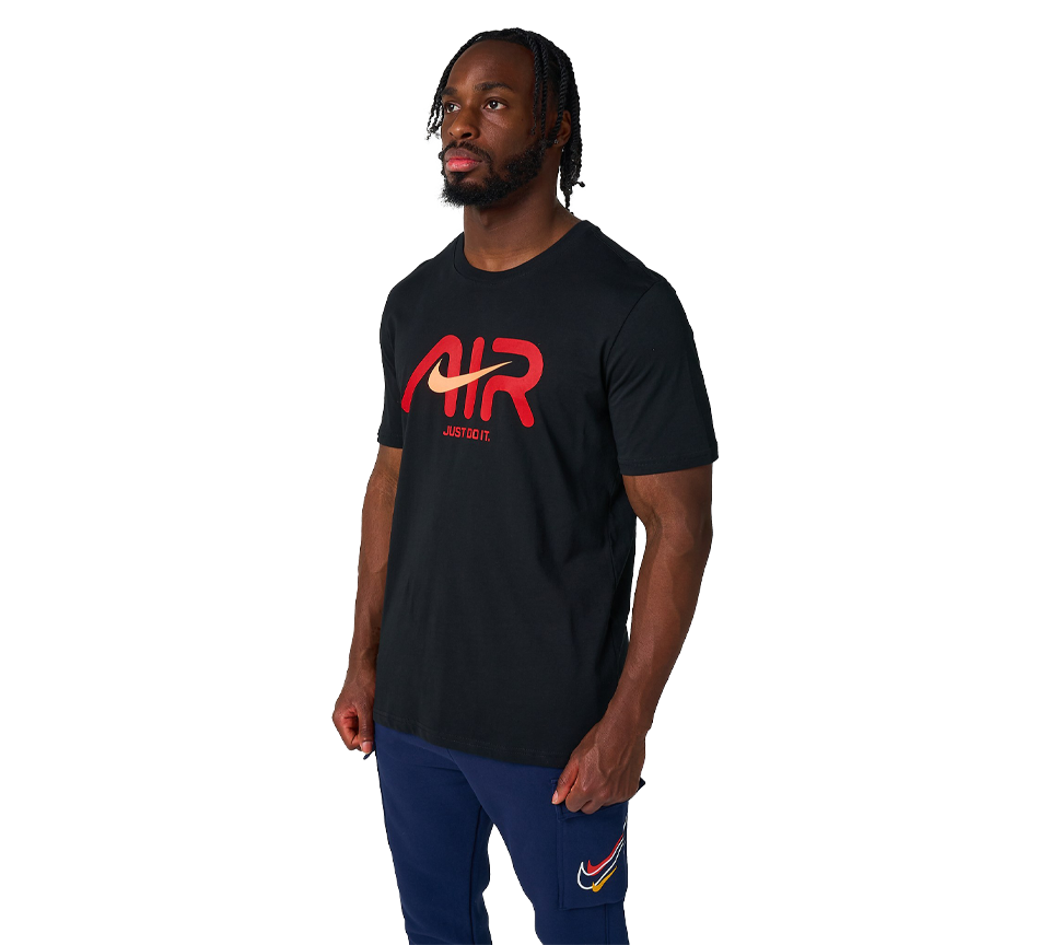 Nike Air Swoosh T Shirt Mens Casual Black and White Crew Neck Short Sleeve Tee UK S-2XL