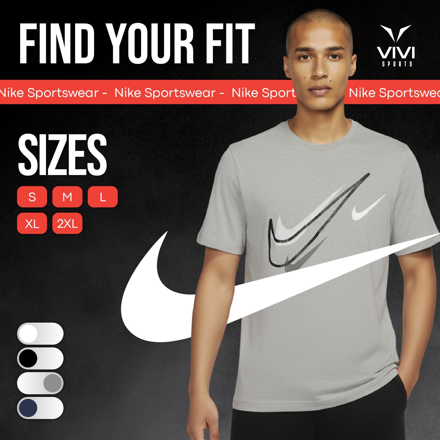 Nike Sportswear Short Sleeve Swoosh Logo T-Shirt Mens White Black Grey Navy Casual UK S-2XL