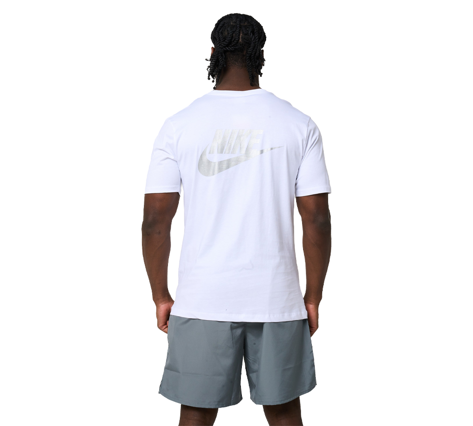 Nike Multi Logo Tee Mens White Grey Blue Short Sleeve Crew Neck T-Shirt UK S-2XL
