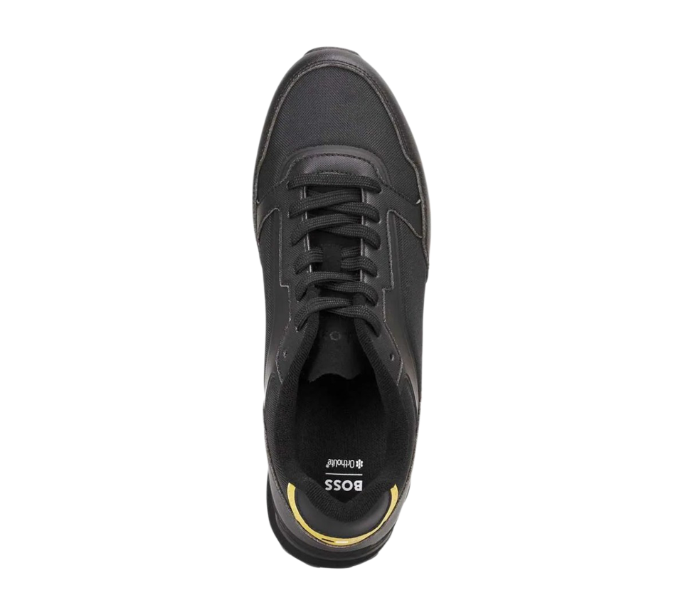 Boss Mens Parkour Trainers Black Lace-Up Sneakers with Gold Detail UK 6-11