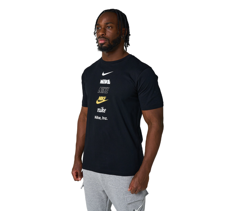 Nike Stack Logo Tee Mens Black and White Short Sleeve Crew Neck T-Shirt UK S-2XL