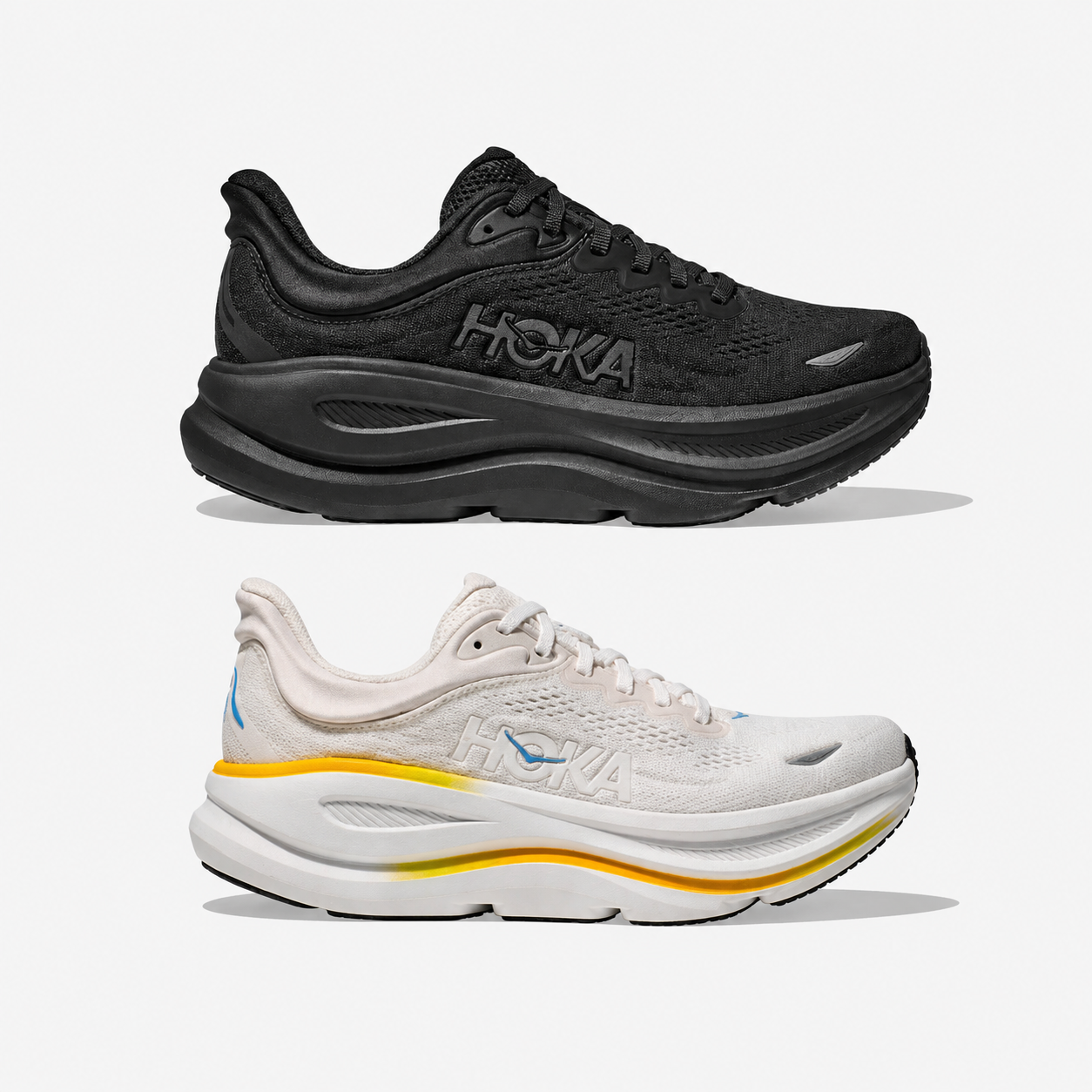 Hoka Bondi 9 Trainers Mens Cushioned Running Shoes Black White UK 7-12