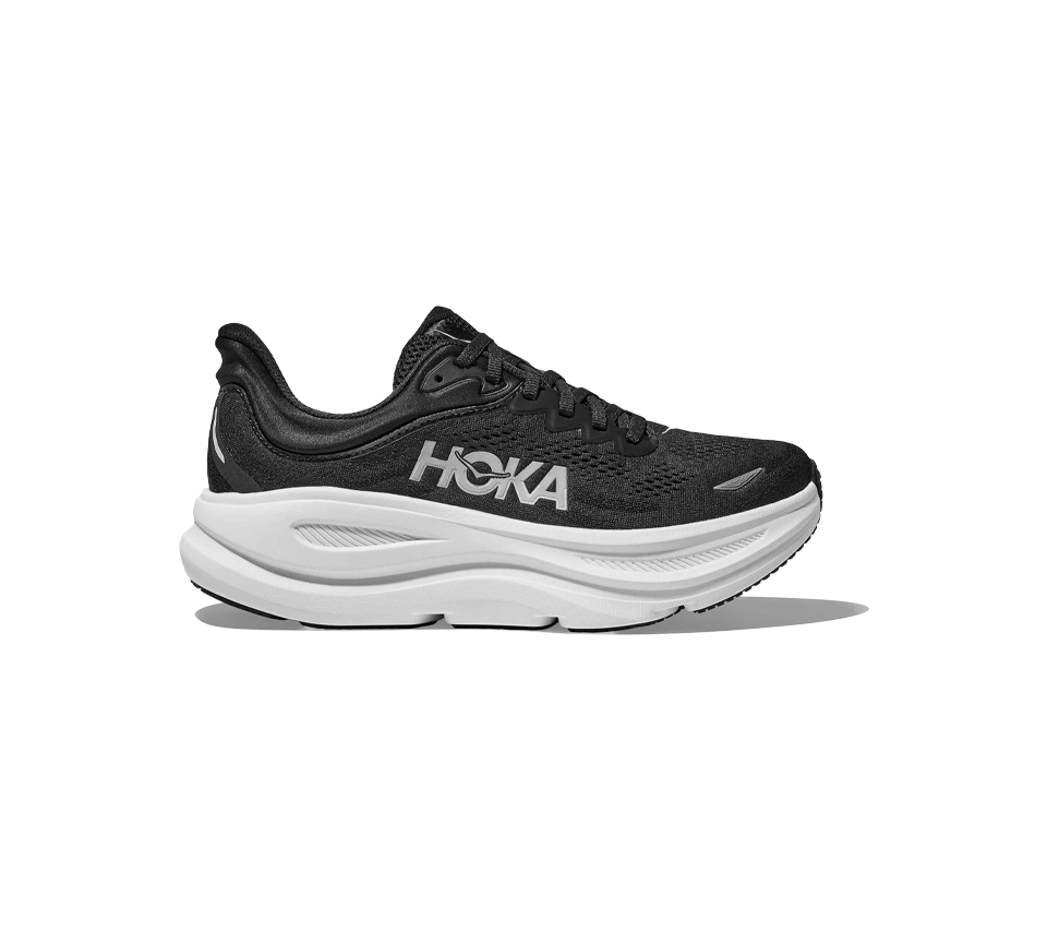 Hoka Bondi 9 Trainers Mens Black/White Cushioned Shoes UK 7-12