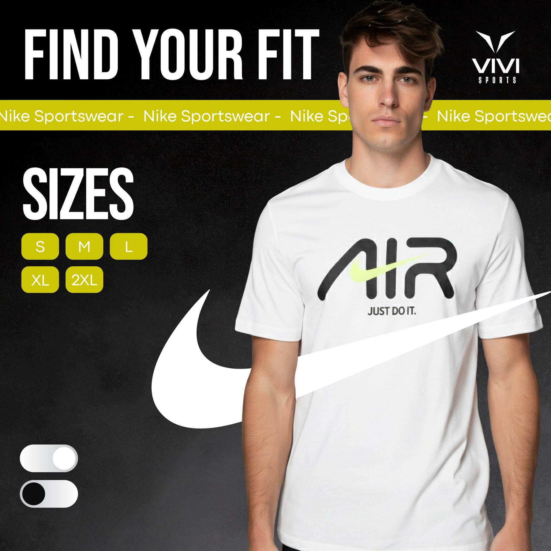 Nike Air Swoosh T Shirt Mens Casual Black and White Crew Neck Short Sleeve Tee UK S-2XL