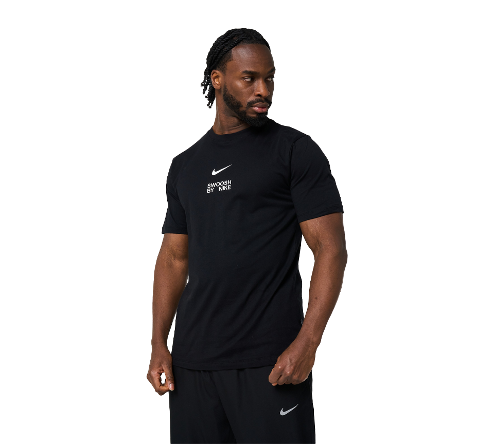 Nike Big Swoosh Tee Mens Black and White Short Sleeve Crew Neck T-Shirt UK S-2XL