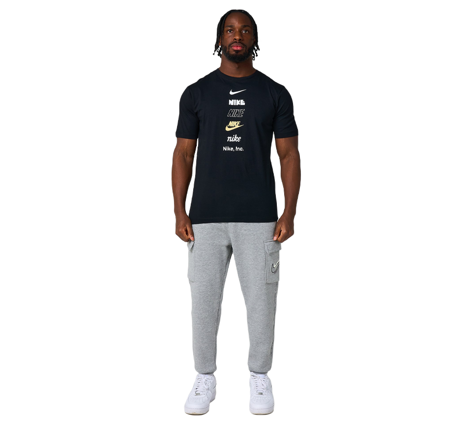 Nike Stack Logo Tee Mens Black and White Short Sleeve Crew Neck T-Shirt UK S-2XL